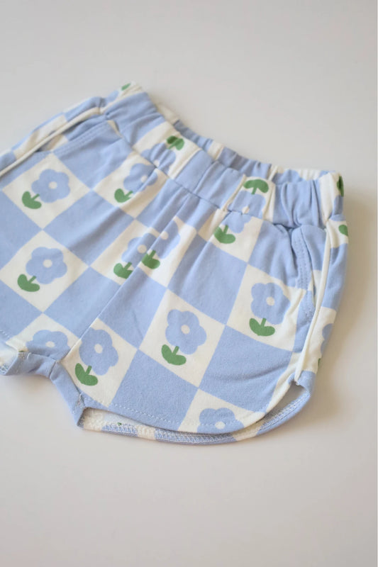 Blue-Checked-Baby-Girls-Shorts