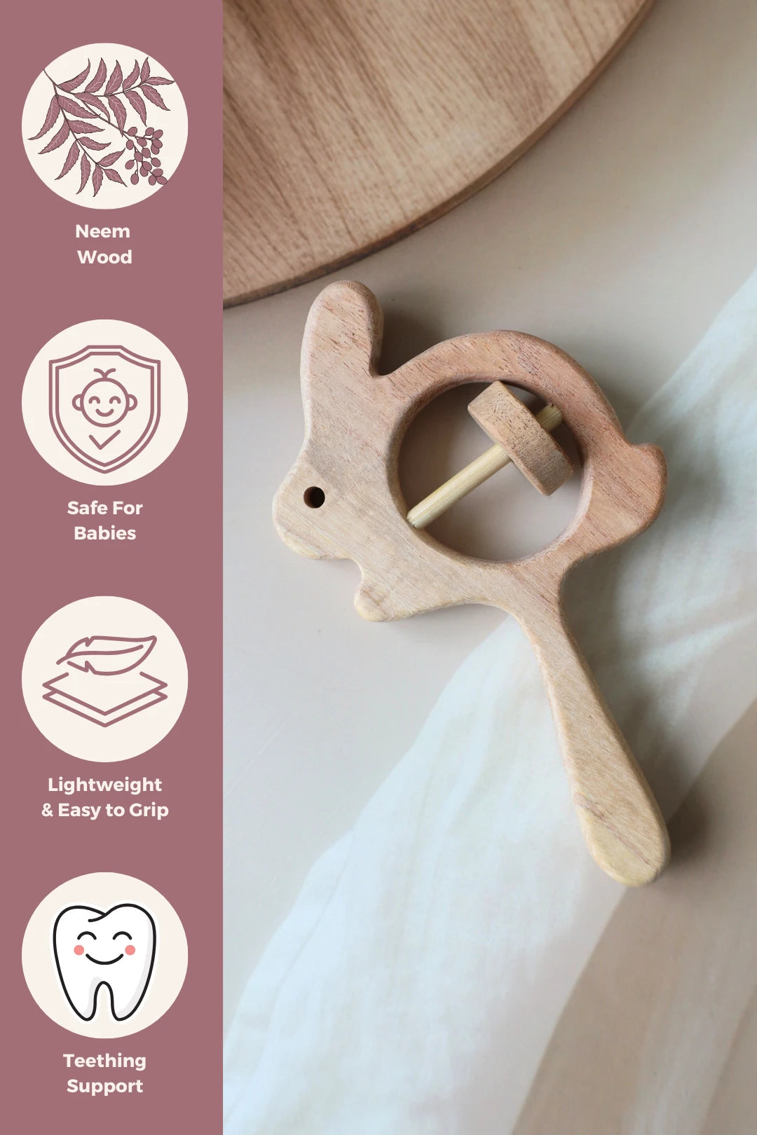 Bunny-Wooden Baby Rattle