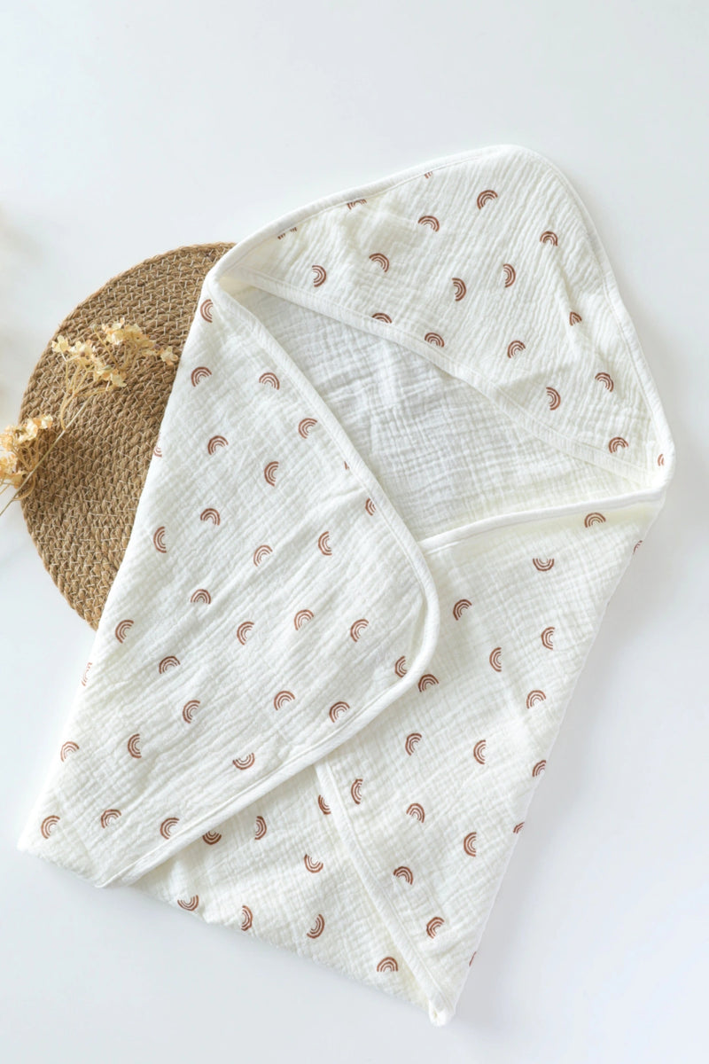 Cocoa Arcs-Muslin Hooded Baby Towel