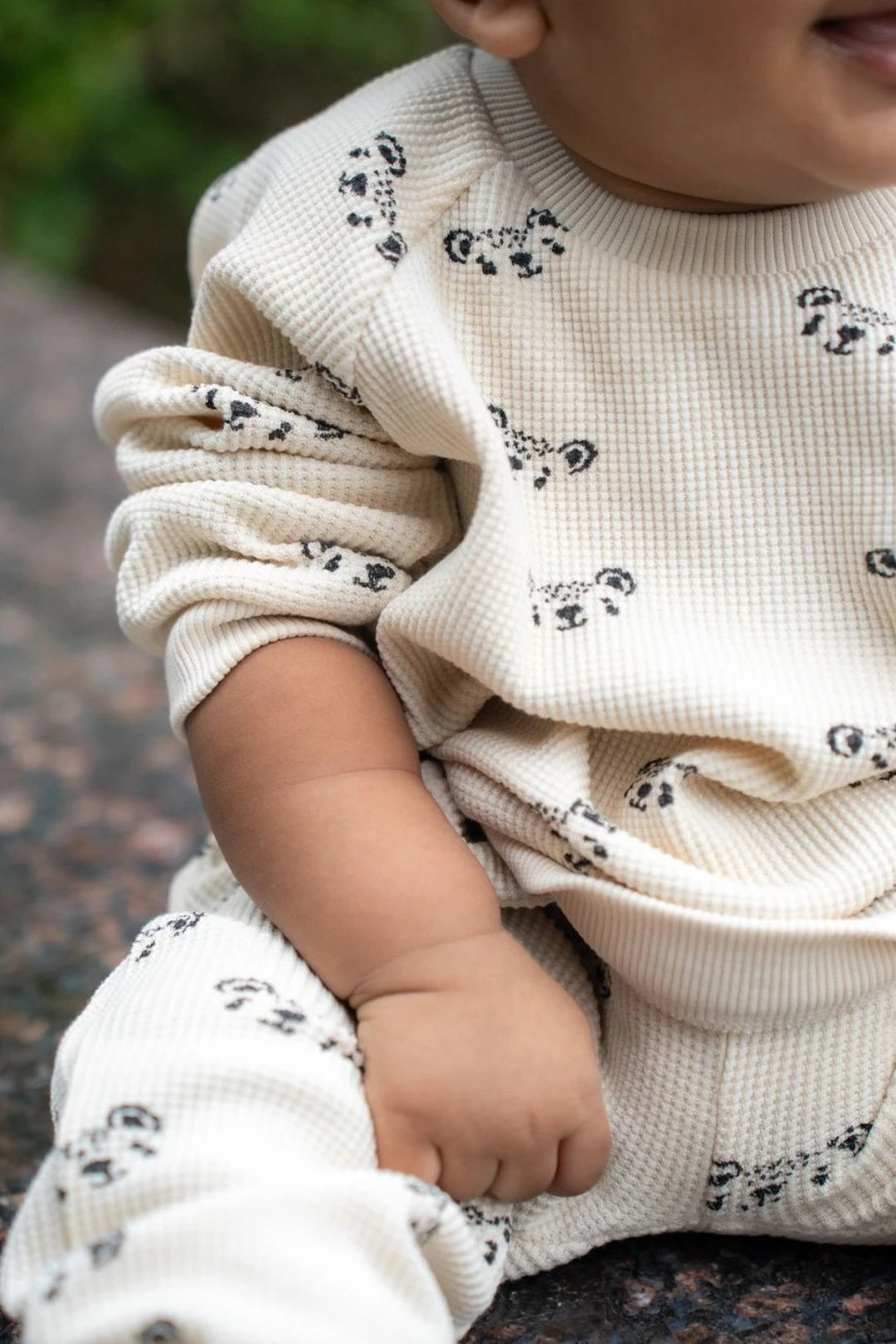 Ecru-Waffle-Kids-and-Baby-Co-Ord-Set-Model-2