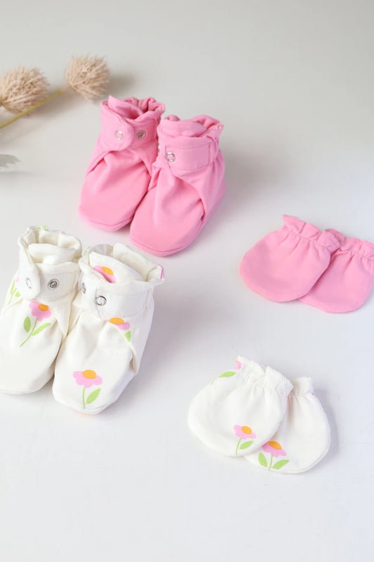 Floral-Fluff-Baby-Mittens-and-Booties