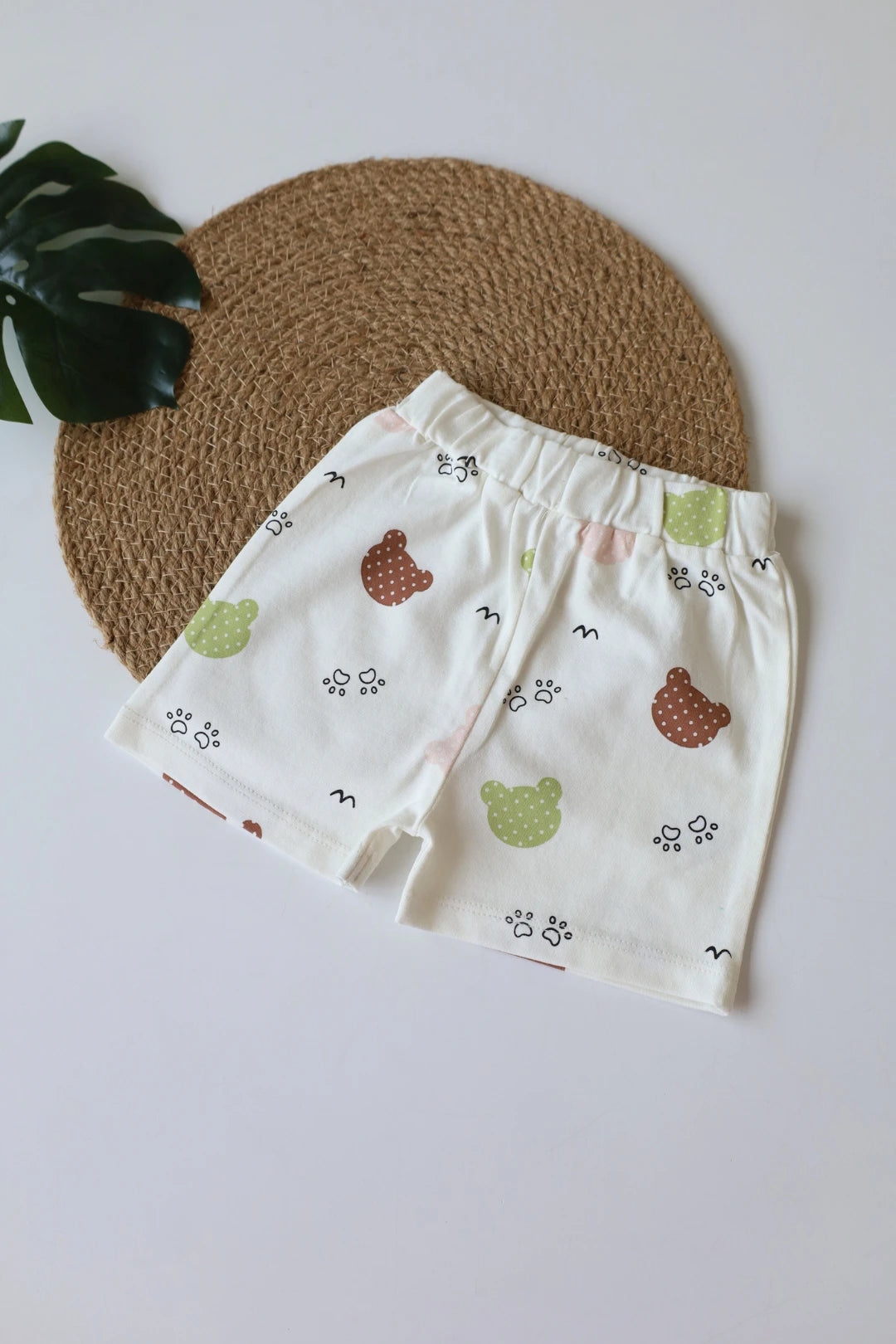 Green Multi Bear-Baby Shorts