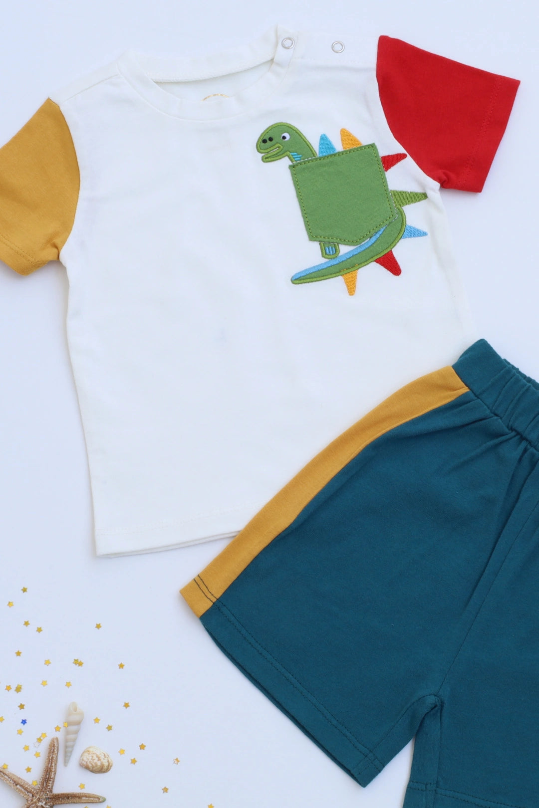 Unisex-Kids-Top-and-Shorts-Dino-Patch-Set