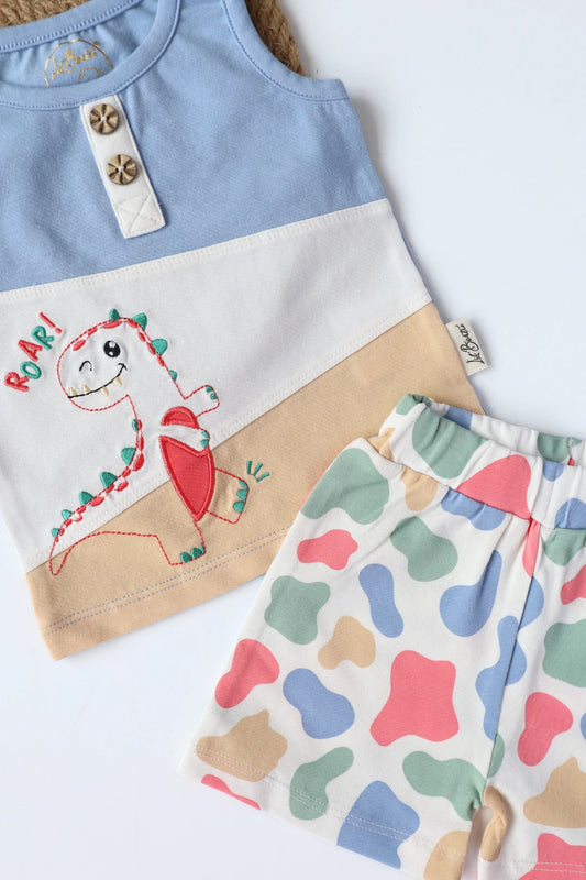 Vivid-Due-Camou-Rex-Kids-Vest-and-Shorts