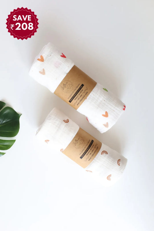 Arc of Love-Muslin Baby Swaddle Pack of 2