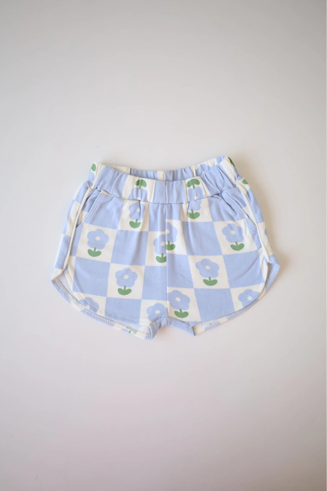 Blue-Checked-Baby-Girls-Shorts