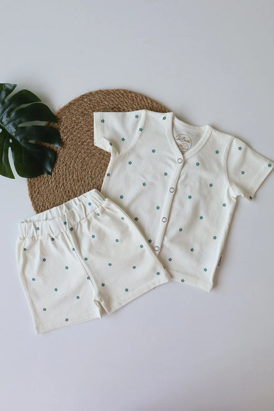 Blue Daisy-Newborn Jabla and Shorts