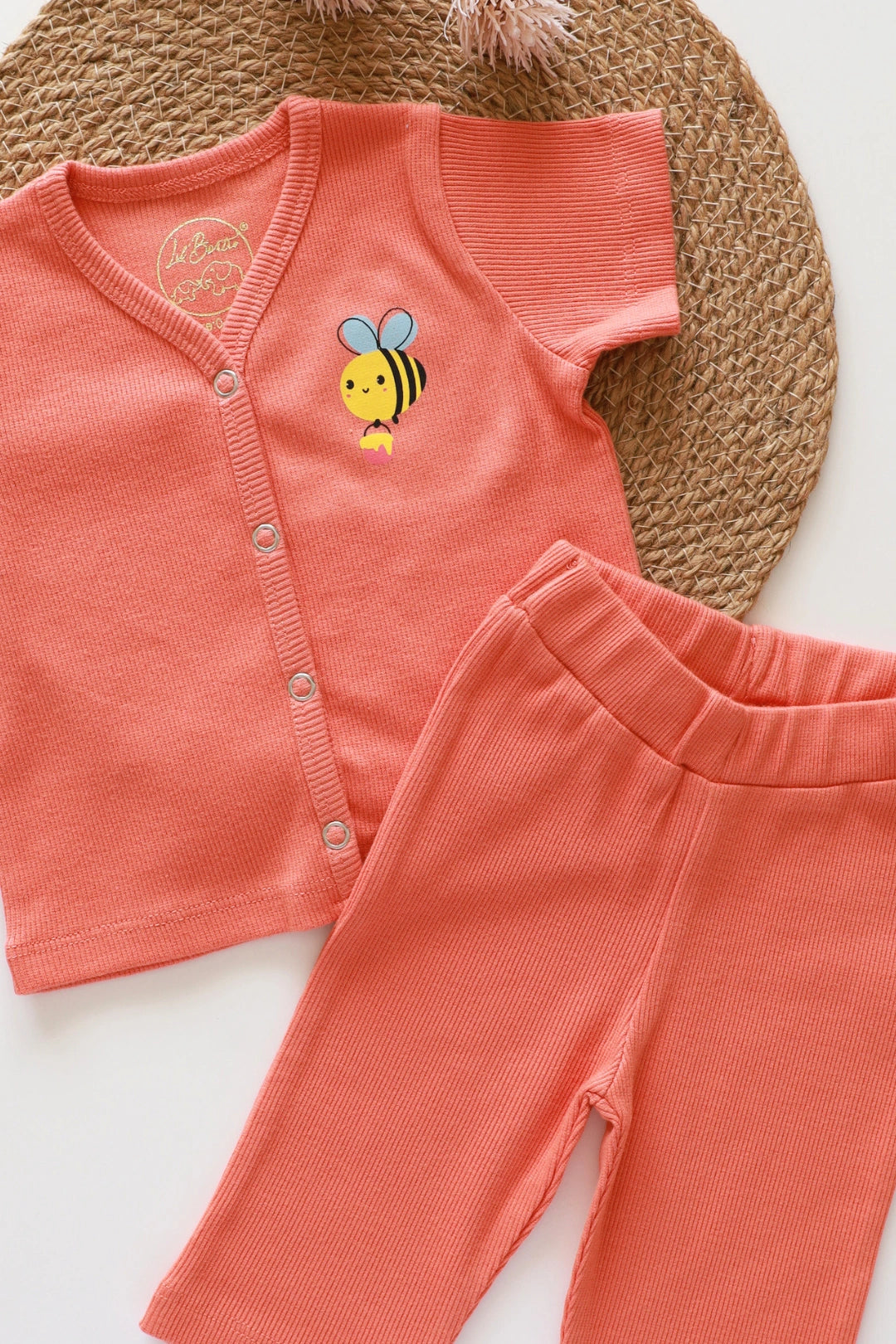 Bumble Bee-RibKnit-Unisex Baby Top and Pant Set