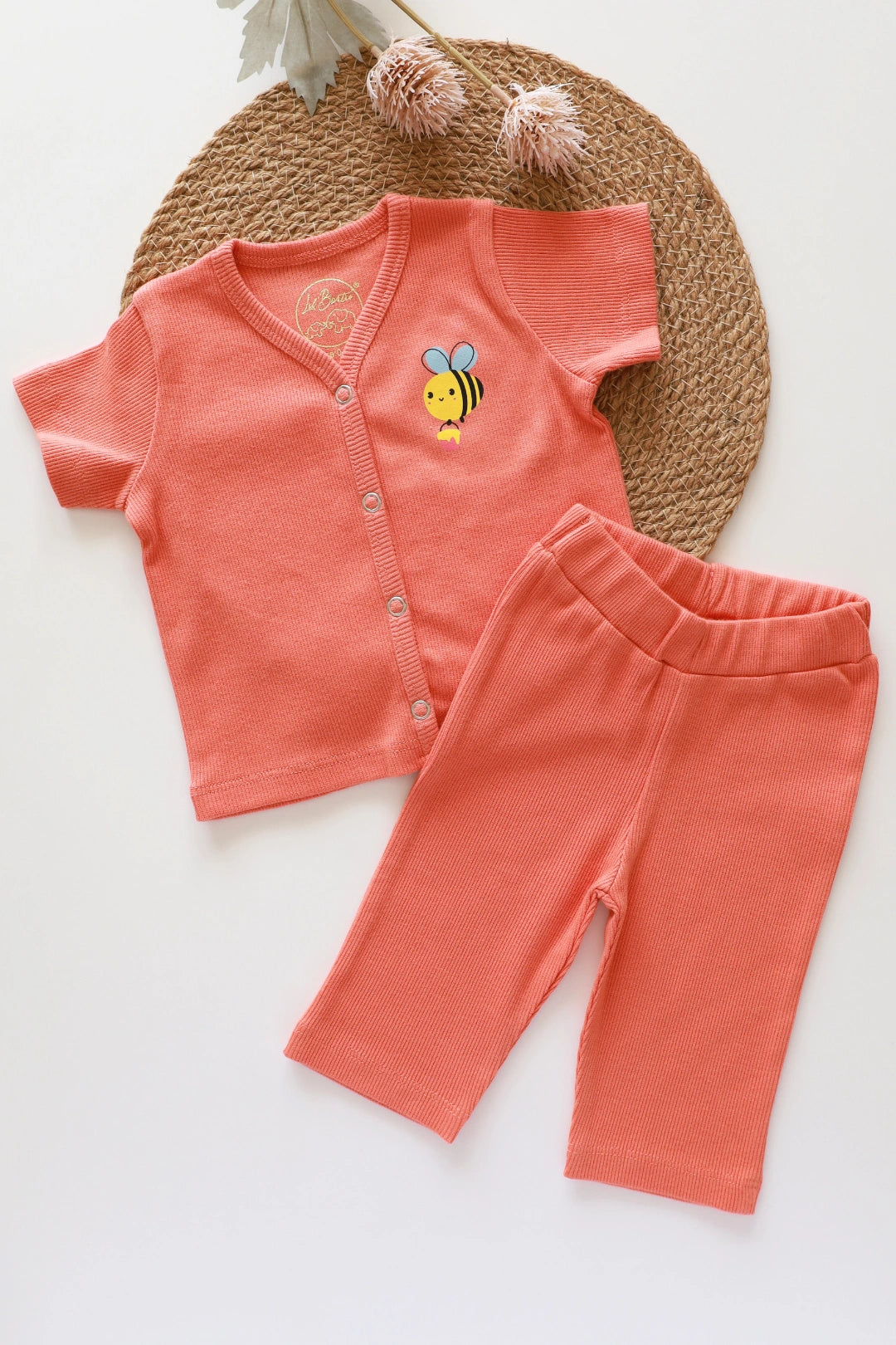 Bumble Bee-RibKnit-Unisex Baby Top and Pant Set