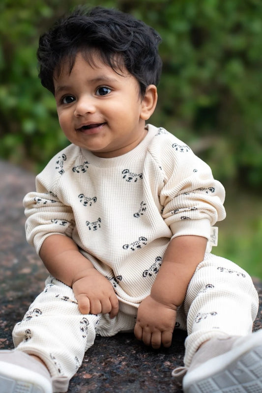 Ecru-Waffle-Kids-and-Baby-Co-Ord-Set-Model