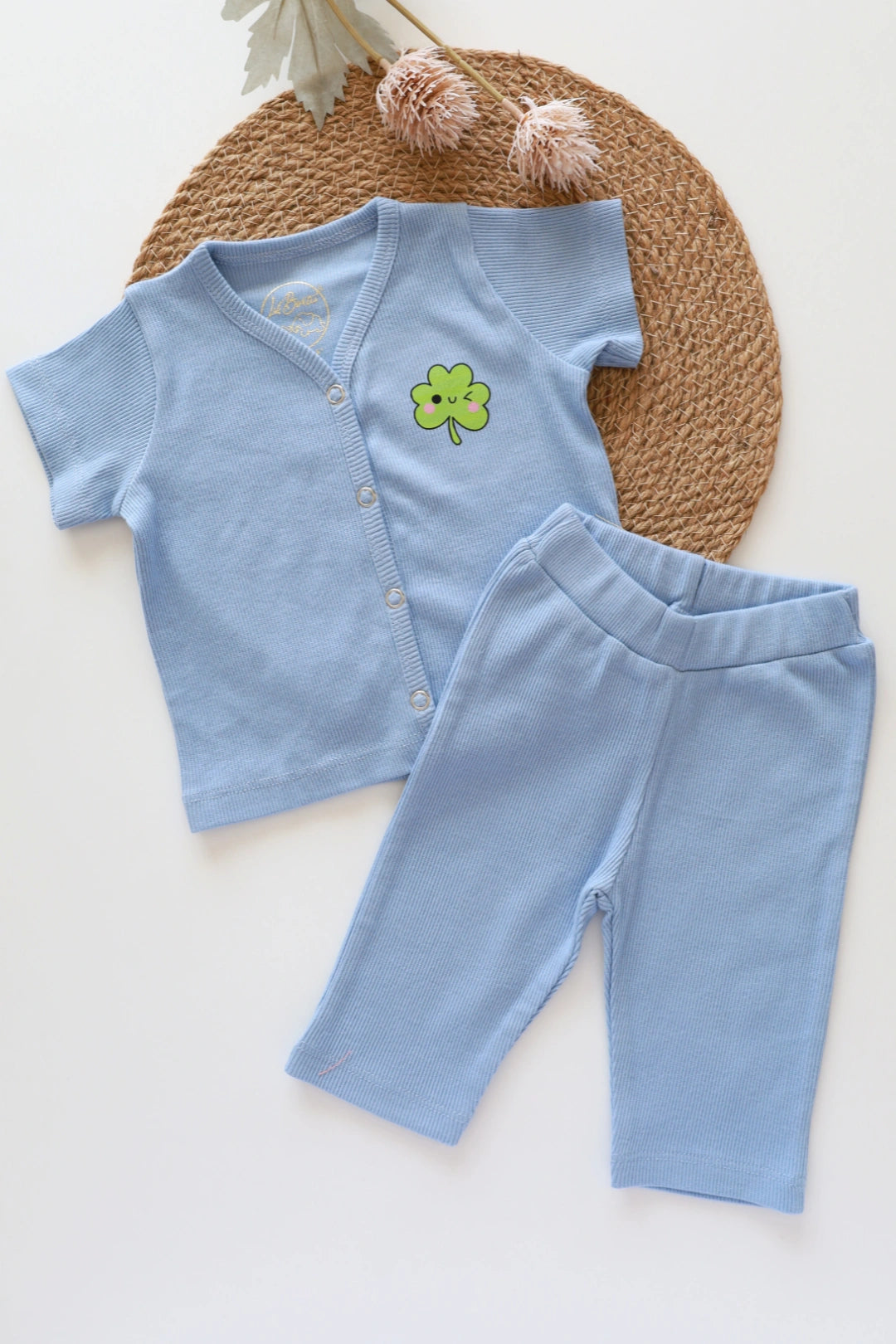 Fresh Fern-RibKnit-Unisex Baby Top and Pant Set