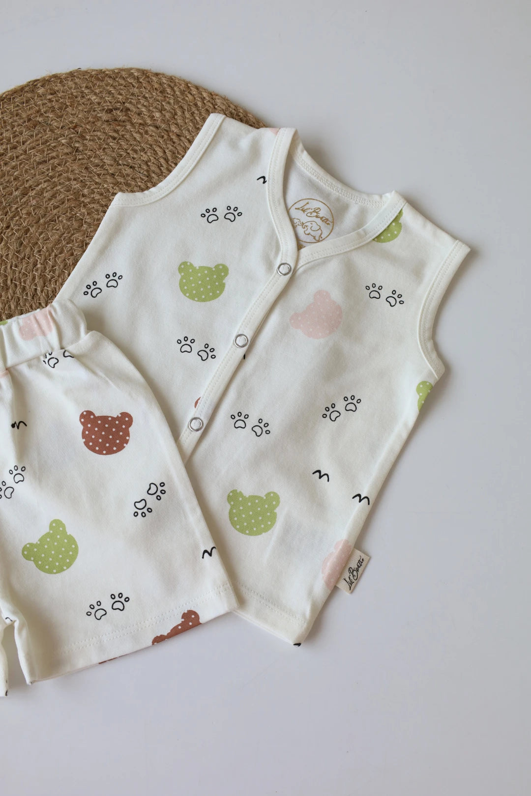 Green Multi Bear-Newborn Jabla and Shorts