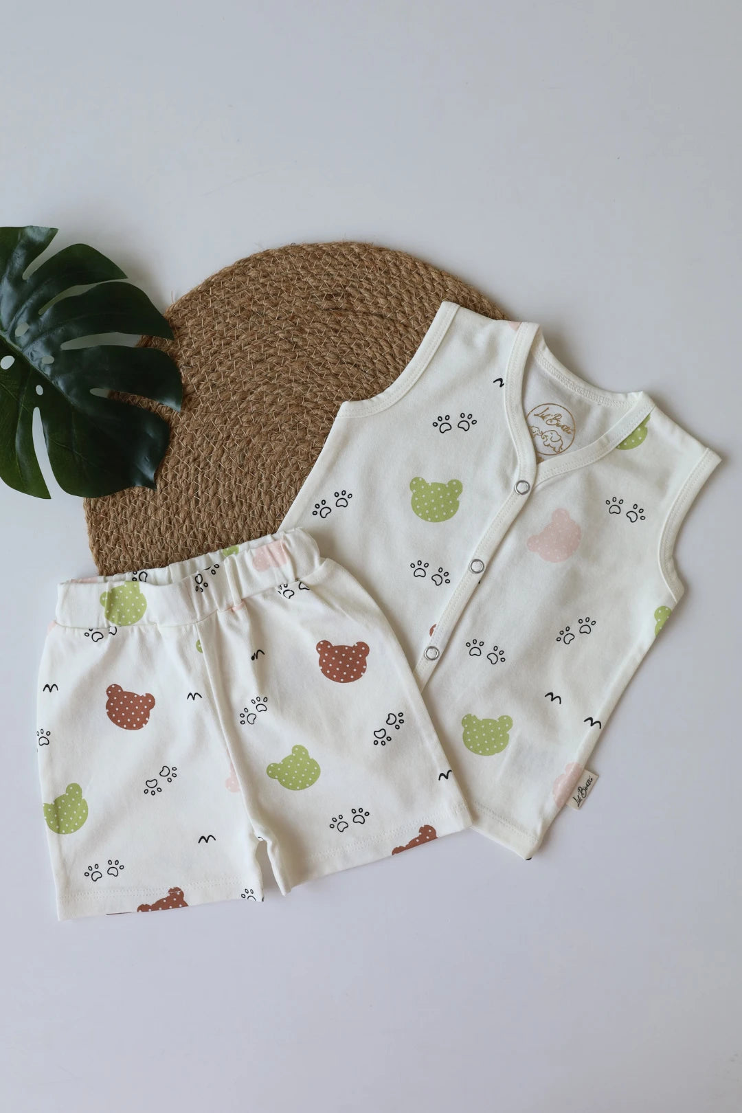Green Multi Bear-Newborn Jabla and Shorts