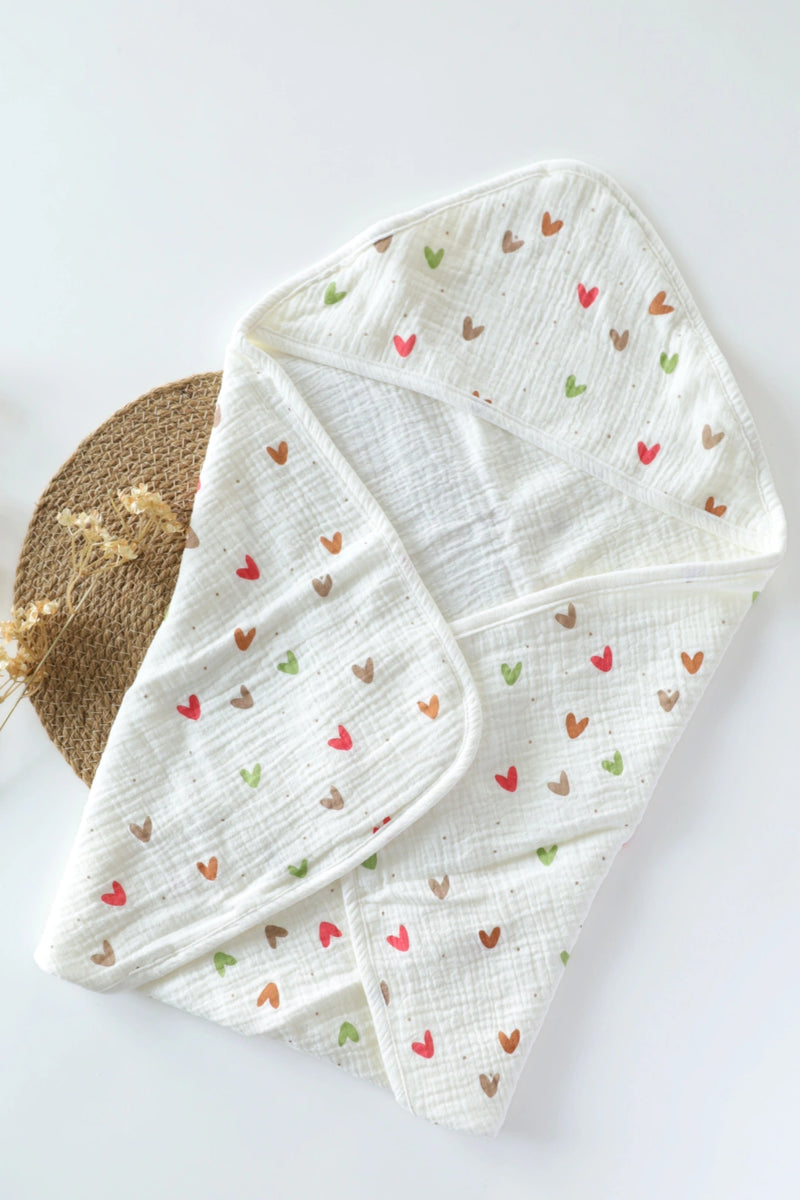 Heart Pops-Muslin Hooded Baby Towel