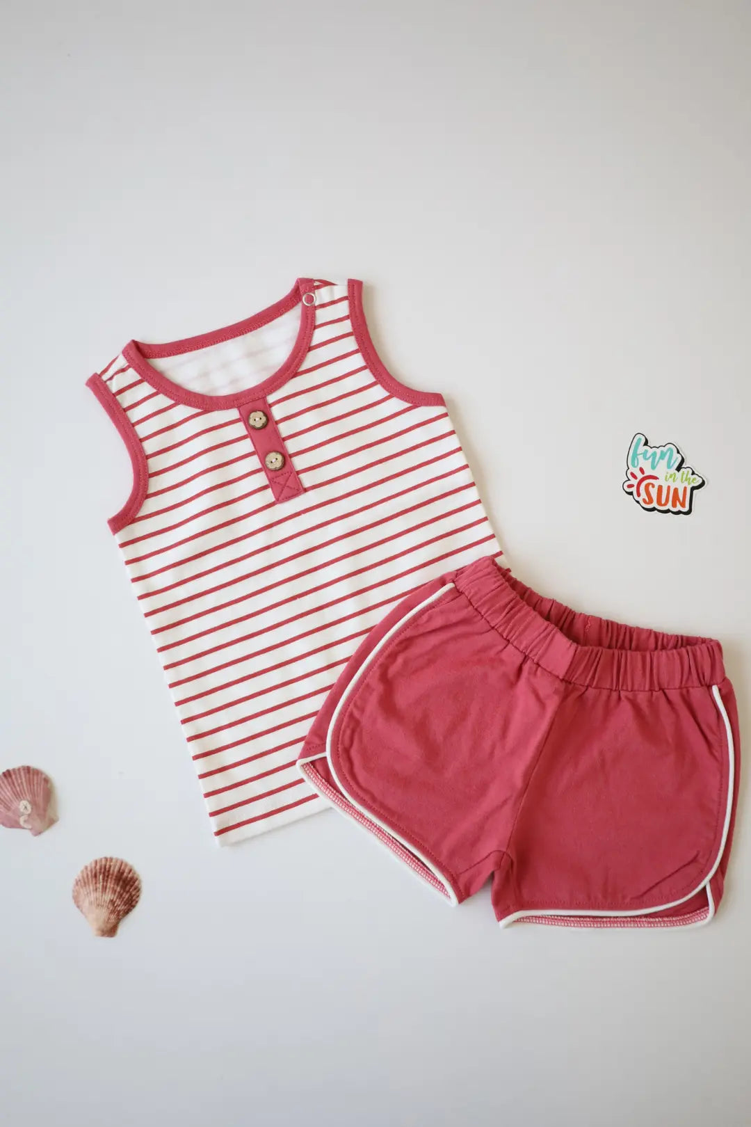 Kids-Boys-Vest-and-Shorts-Red-Stripes