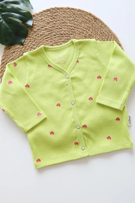 Lime Leaf-Ribknit Full Sleeve Jabla