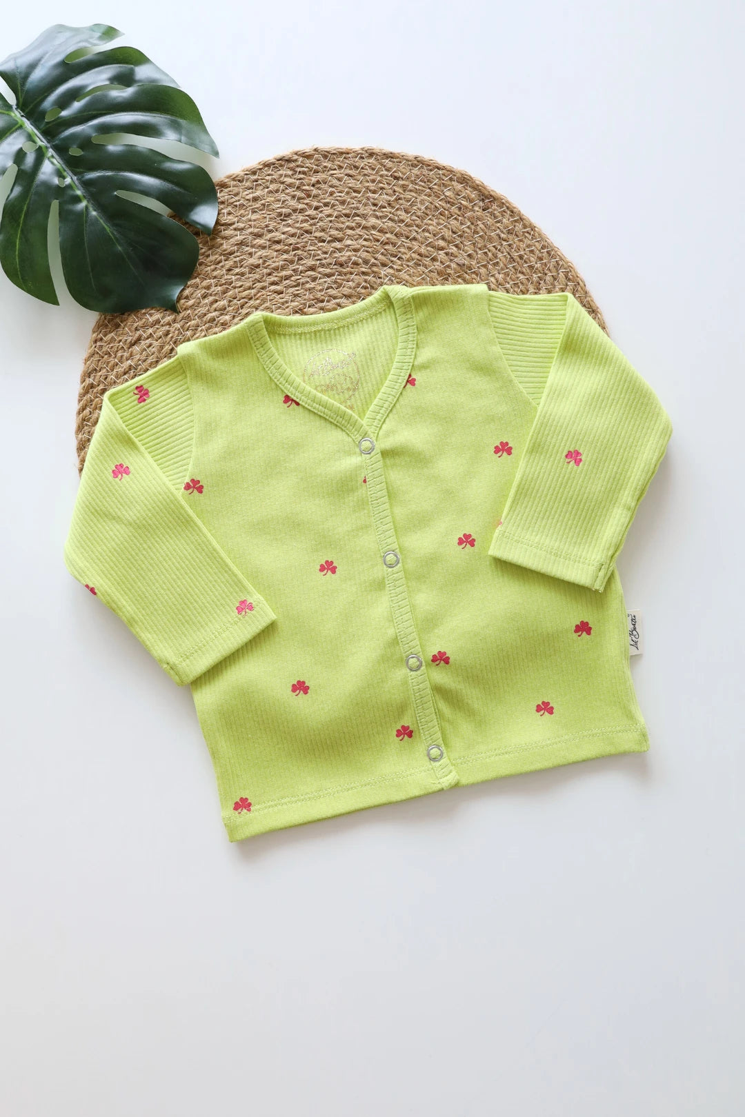 Lime Leaf-Ribknit Full Sleeve Jabla
