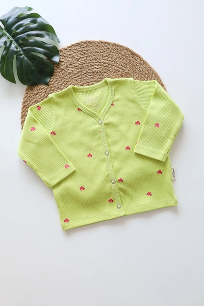 Lime Leaf-Ribknit Full Sleeve Jabla