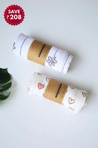Love Bloom-Muslin Baby Swaddle-Pack of 2