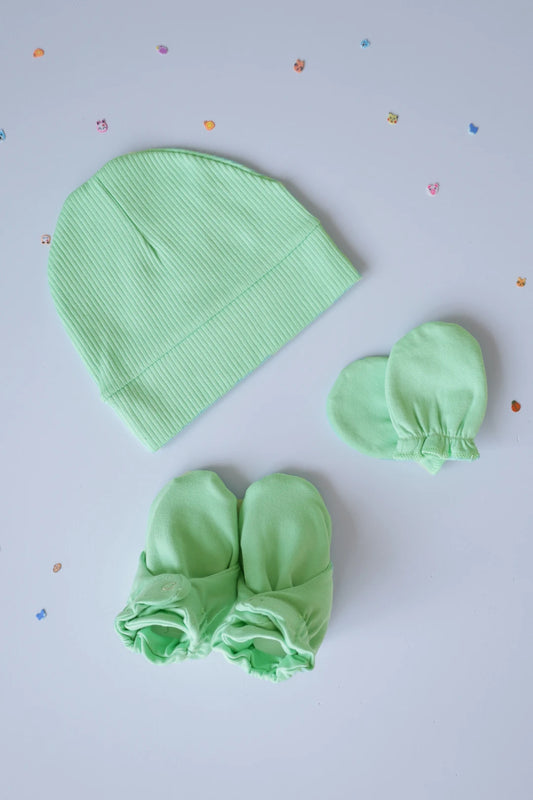 Newborn-Baby-Cap-Mittens-Booties-Set-Trio-Teal