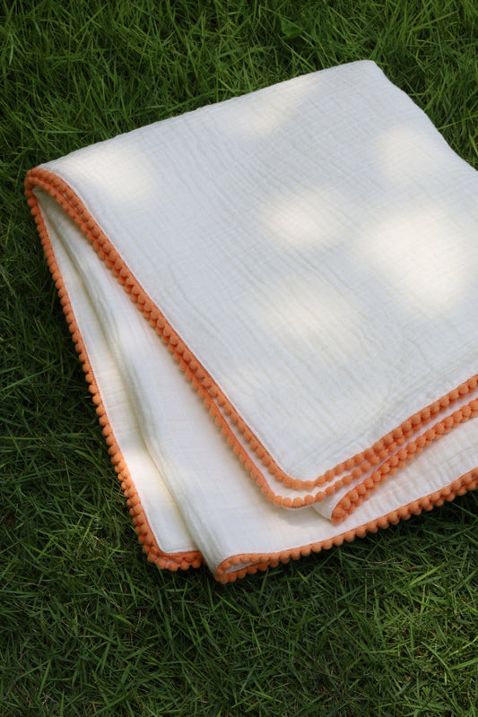 Newborn-Baby-Towel-Crinkled-Cotton-Blankets-Orange