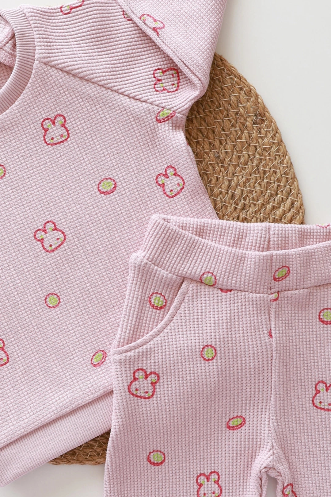 Pink-Marshmallow-Waffle-Kids-and-aby-Co-Ord-Set