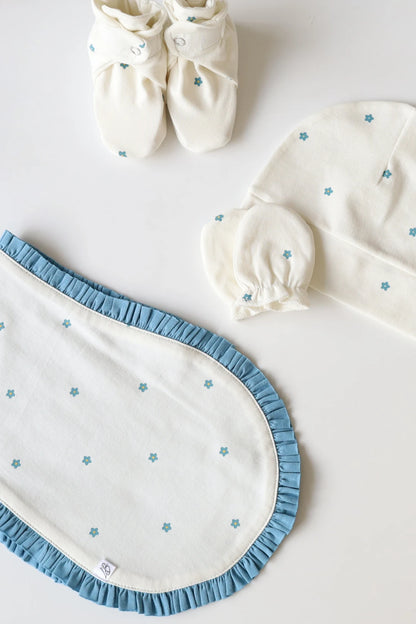 Quad Dew-Cap Mittens Booties and Burp Cloth Combo