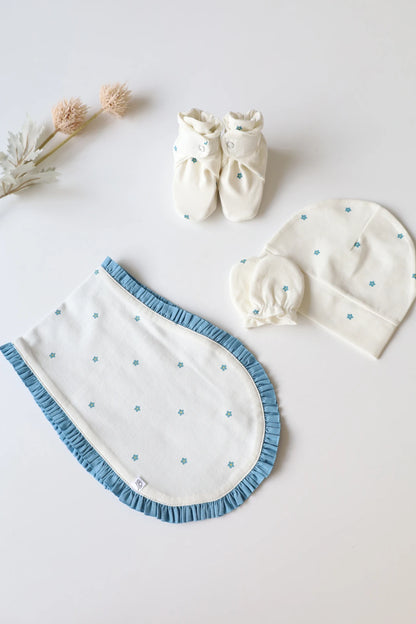 Quad Dew-Cap Mittens Booties and Burp Cloth Combo