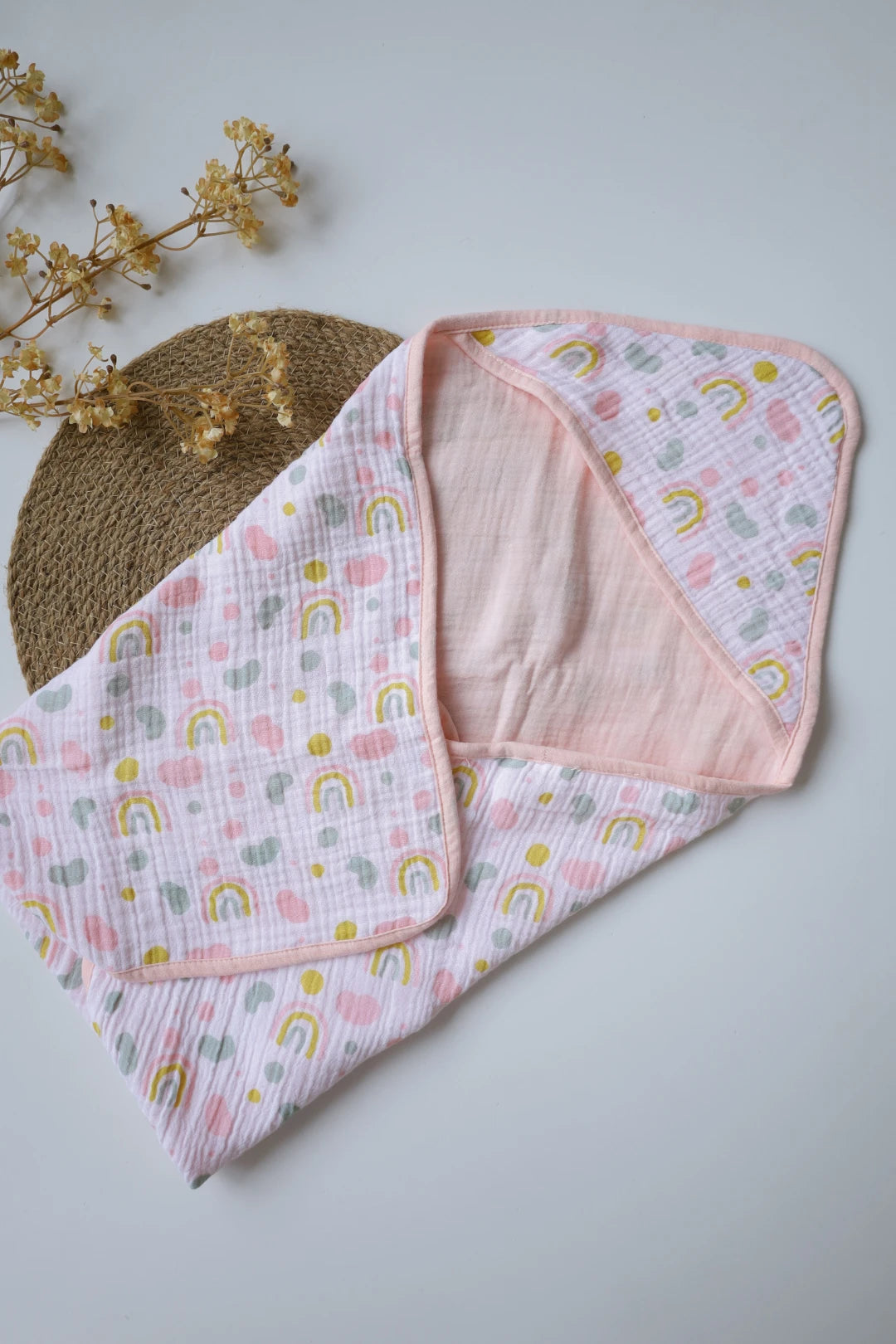 Rainbow-Muslin-Hooded-Baby-Towel