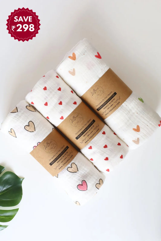 Rosy Embrace-Muslin Baby Swaddle-Pack of 3