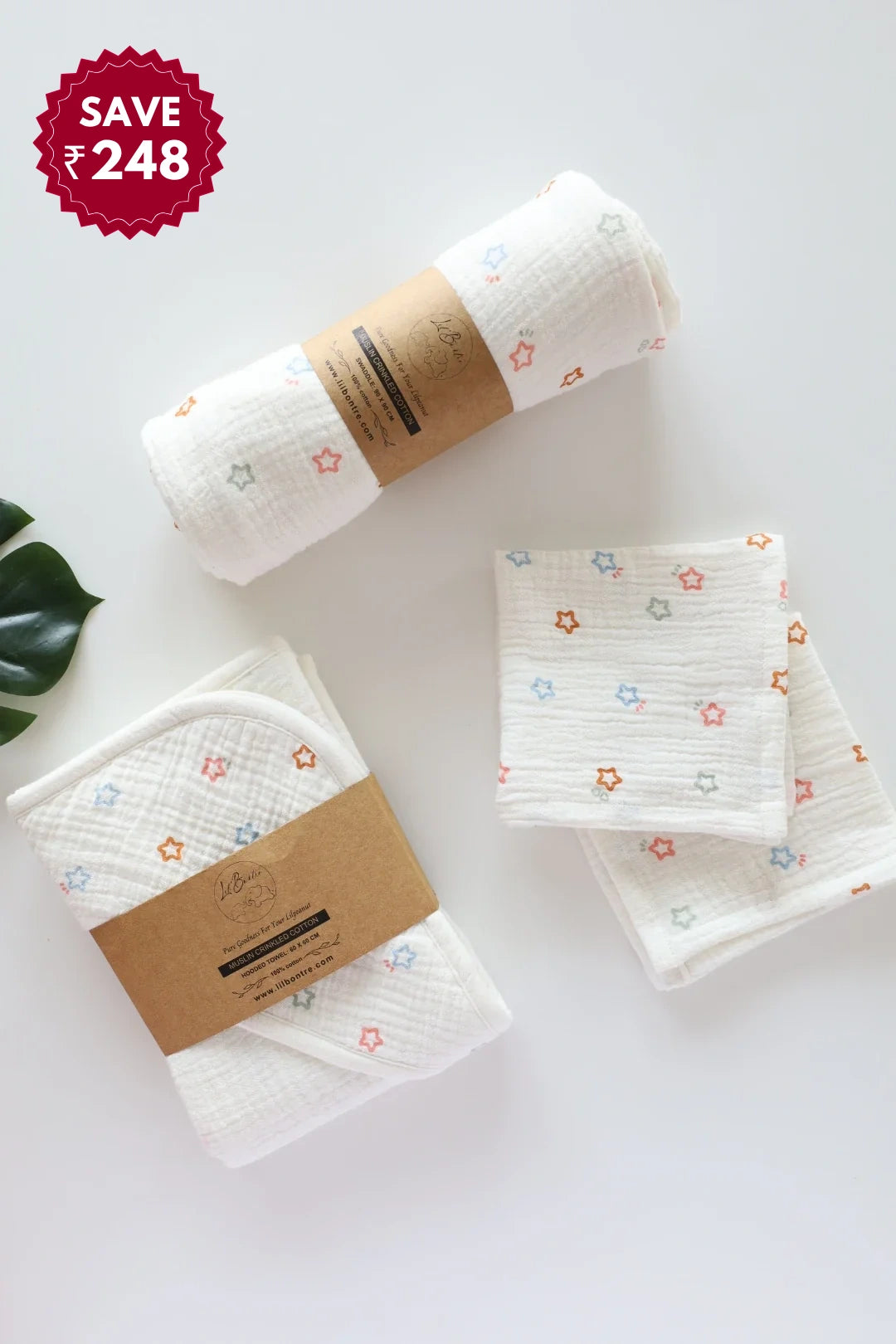 Snuggle Set-10-Combo of Muslin-Baby Swaddle, Hooded Towel & Wipes