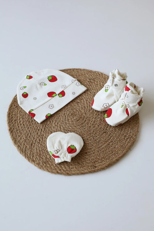 Strawberry-Trio-Cap-Mittens-and-Booties-Combo