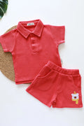 Teddy With Scarf-Kids Top and Shorts