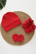 Trio Cherry-Cap, Mitten and Bootie