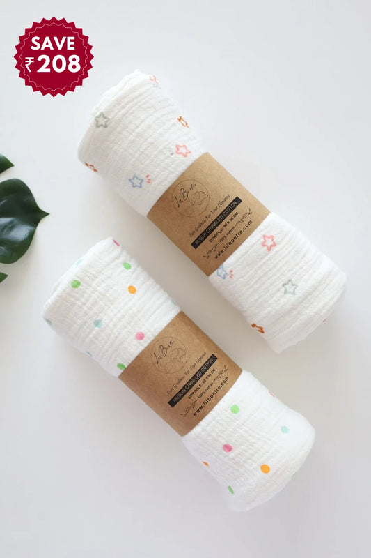 Twinkle Specks-Muslin Baby Swaddle Pack of-2