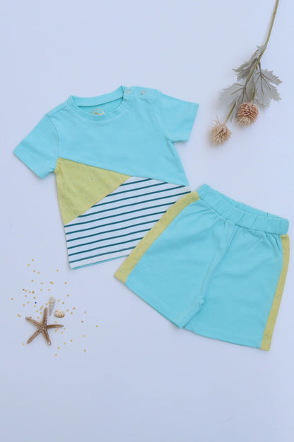 Unisex-Kids-Top-and-Shorts-Dino-Patch-Set-Neppi-Stripes