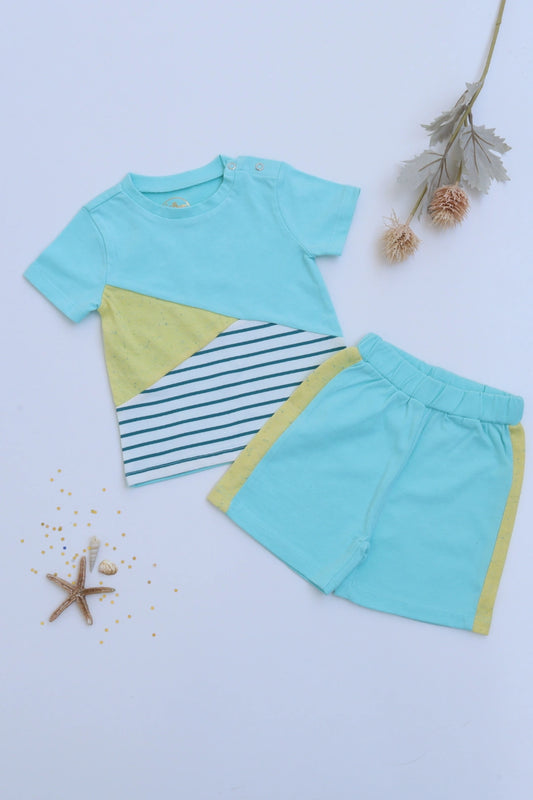 Unisex-Kids-Top-and-Shorts-Dino-Patch-Set-Neppi-Stripes