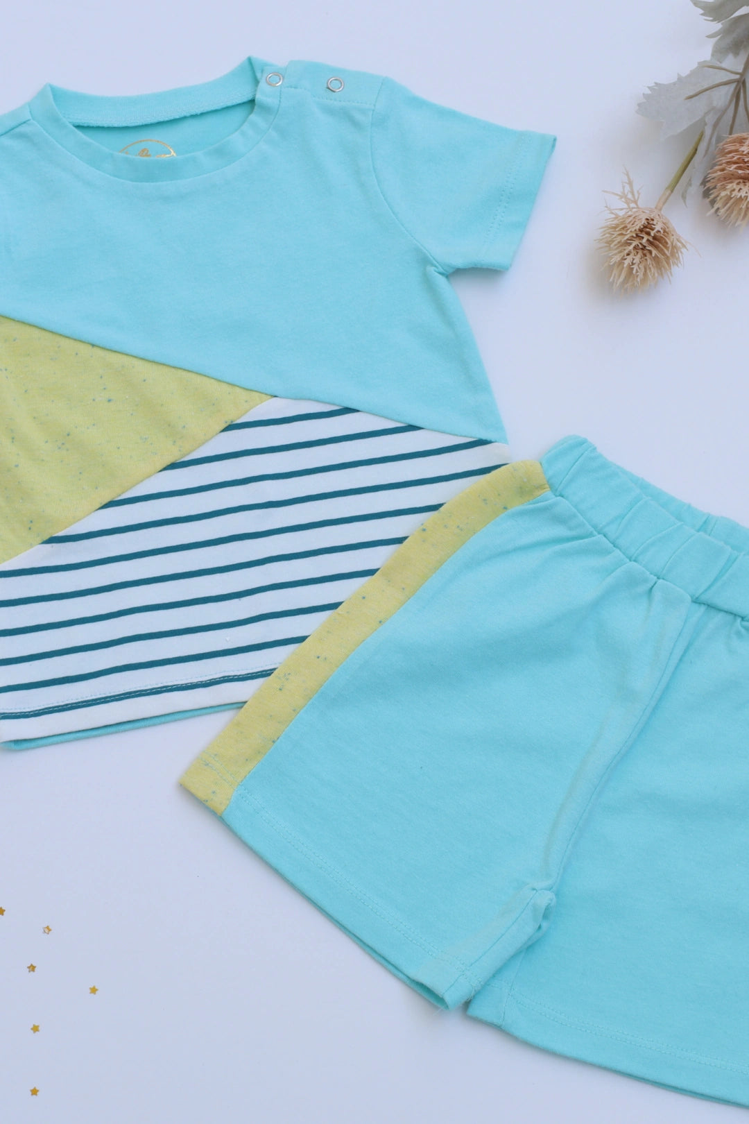 Unisex-Kids-Top-and-Shorts-Dino-Patch-Set-Neppi-Stripes