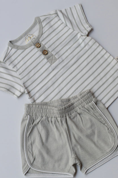 Unisex-Kids-Top-and-Shorts-Grey-Stripes