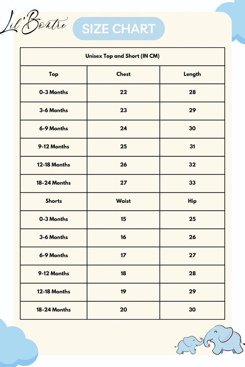 Unisex-Top-and-Shorts-Rib-knit-Size-Chart