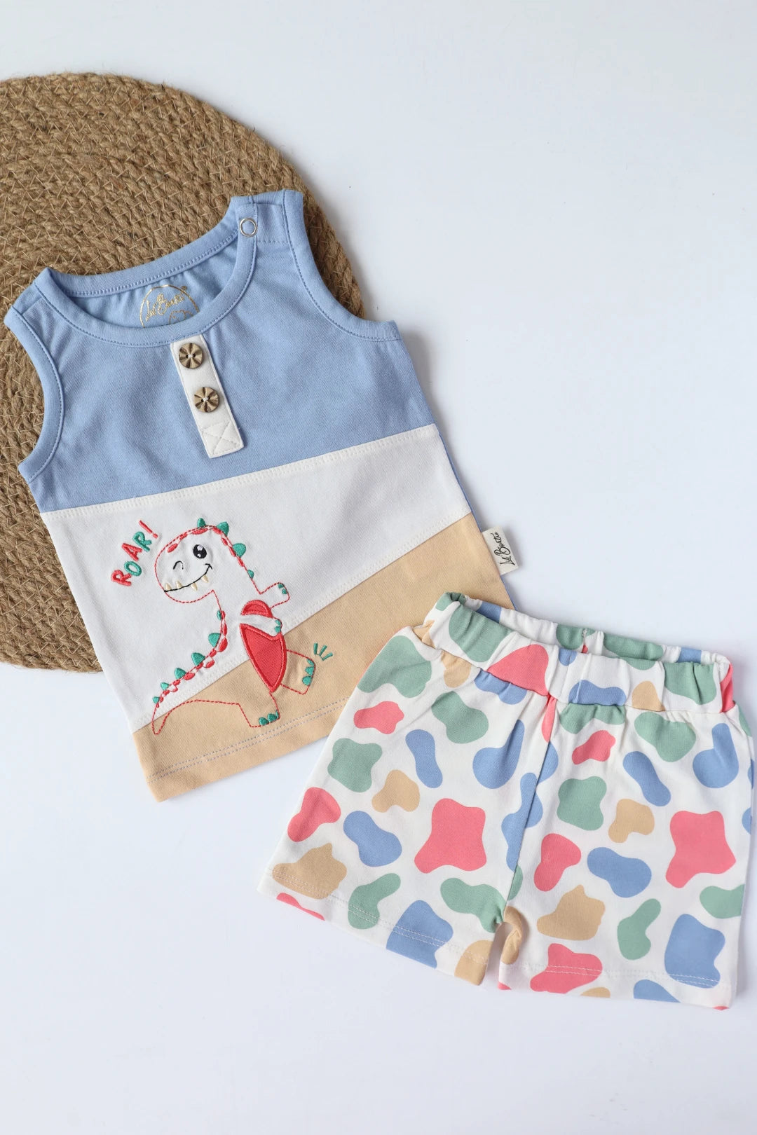 Vivid-Due-Camou-Rex-Kids-Vest-and-Shorts