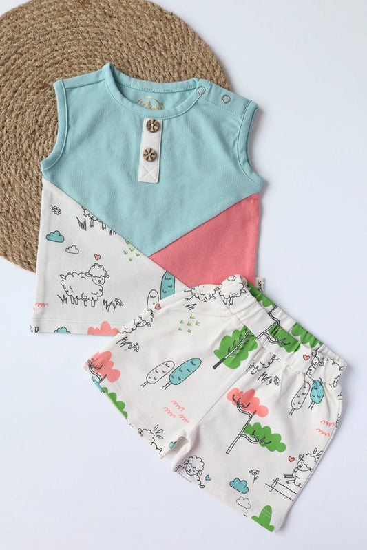 Vivid Due Sheepie-Kids Vest and Shorts