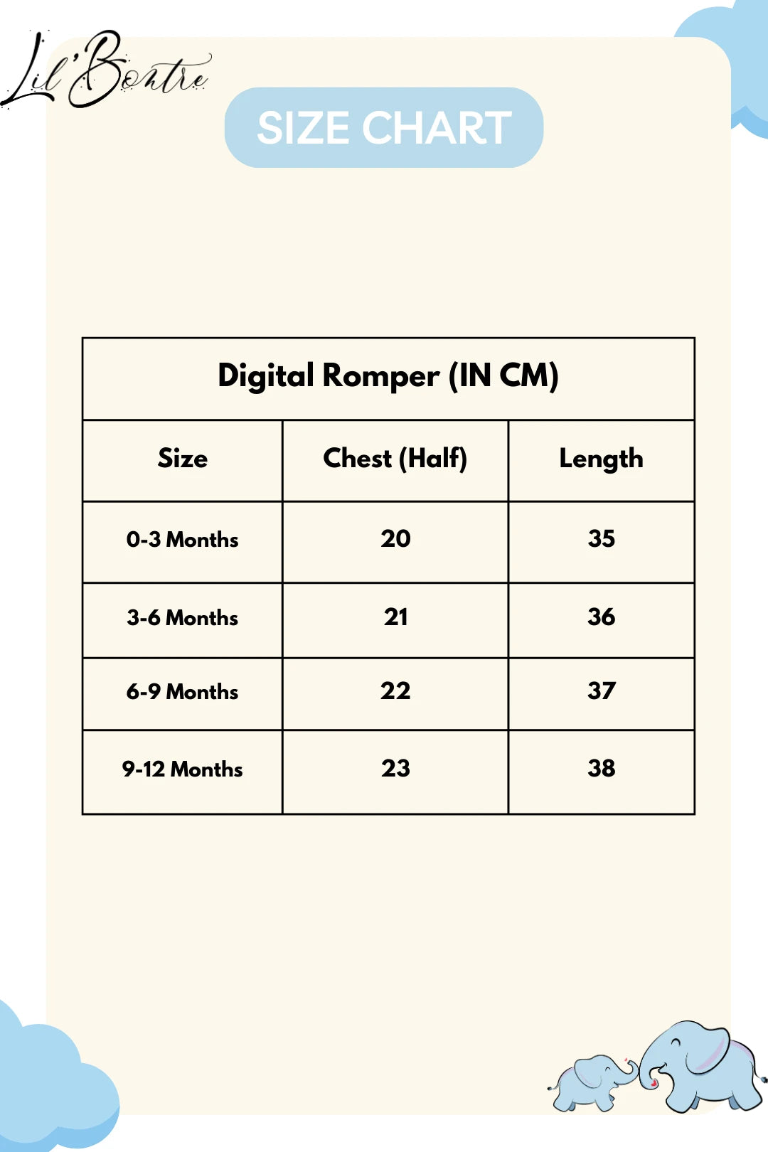 Welcome To The World-Digital Romper-Size-Chart